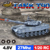E T 1/20 RC Tank 9CH 27Mhz Infrared RC Battle T90 Tank Cannon & Emmagee Remote Control Tank Remote Toys for Boys Chassis Tank