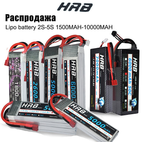 HRB RC Lipo Battery 2S 3S 4S 6S 11.1v 22.2v 5000mah 6000mah 3300mah 2200mah 4200mah 5200mah 7000mah Battery XT60-T Deans plug